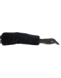 Thumbnail for Black Beaver Fur Lambskin Leather Elbow Gloves