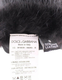 Thumbnail for Black Beaver Fur Lambskin Leather Elbow Gloves