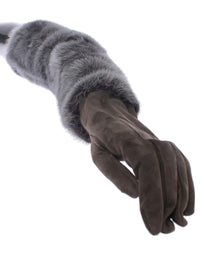 Thumbnail for Gray Mink Fur Lambskin Suede Leather Gloves