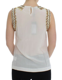 Thumbnail for White crystal embellished tank top
