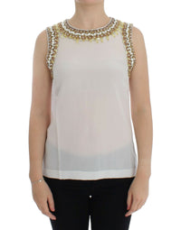 Thumbnail for White crystal embellished tank top