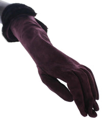 Thumbnail for Purple Mink Fur Goatskin Suede Leather Gloves