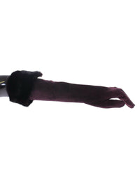 Thumbnail for Purple Mink Fur Goatskin Suede Leather Gloves