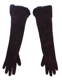 Thumbnail for Purple Mink Fur Goatskin Suede Leather Gloves
