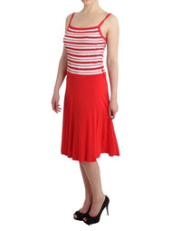 Thumbnail for Red striped jersey A-line dress