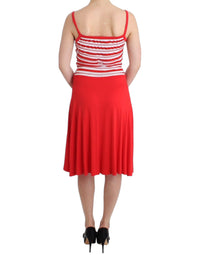 Thumbnail for Red striped jersey A-line dress