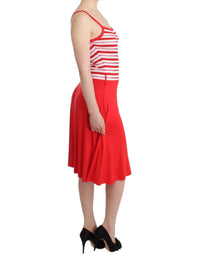 Thumbnail for Red striped jersey A-line dress