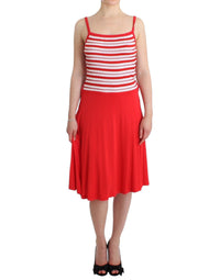 Thumbnail for Red striped jersey A-line dress