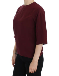 Thumbnail for Red 3/4 sleeve silk blouse