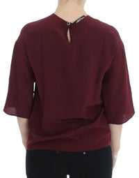 Thumbnail for Red 3/4 sleeve silk blouse