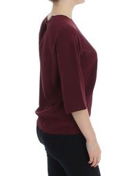 Thumbnail for Red 3/4 sleeve silk blouse