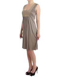 Thumbnail for Studded Sheath Knee-Length Dress in Beige