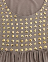 Thumbnail for Studded Sheath Knee-Length Dress in Beige