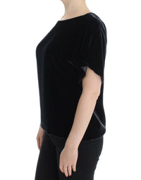 Thumbnail for Black velvet shortsleeved blouse