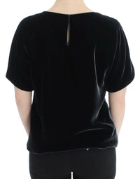 Thumbnail for Black velvet shortsleeved blouse