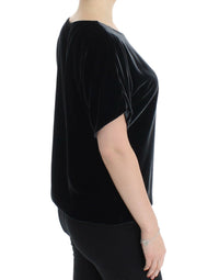Thumbnail for Black velvet shortsleeved blouse