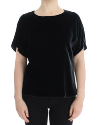 Thumbnail for Black velvet shortsleeved blouse