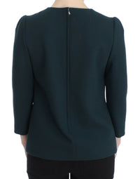 Thumbnail for Green 3/4 sleeve wool blouse