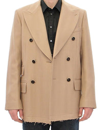 Thumbnail for Beige Double Breasted Coat Jacket