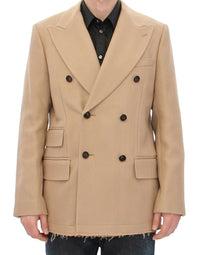 Thumbnail for Beige Double Breasted Coat Jacket