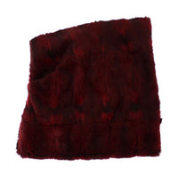 Thumbnail for Luxurious Bordeaux Fur Hooded Scarf Wrap