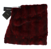 Thumbnail for Luxurious Bordeaux Fur Hooded Scarf Wrap