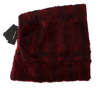 Thumbnail for Luxurious Bordeaux Fur Hooded Scarf Wrap