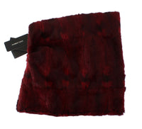 Thumbnail for Luxurious Bordeaux Fur Hooded Scarf Wrap