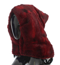 Thumbnail for Luxurious Bordeaux Fur Hooded Scarf Wrap