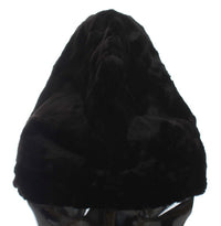 Thumbnail for Chic Black Weasel Fur Hooded Scarf Wrap