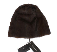 Thumbnail for Brown Weasel Fur Womens Cashmere Hat Beanie