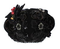 Thumbnail for Elegant Black Crystal-Adorned Cloche Hat