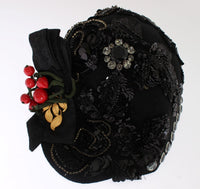 Thumbnail for Elegant Black Crystal-Adorned Cloche Hat