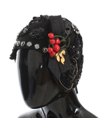 Thumbnail for Elegant Black Crystal-Adorned Cloche Hat