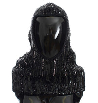 Thumbnail for Elegant Black Sequined Hooded Scarf Wrap