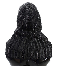 Thumbnail for Elegant Black Sequined Hooded Scarf Wrap