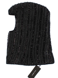 Thumbnail for Elegant Black Sequined Hooded Scarf Wrap