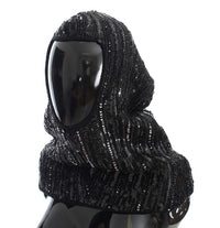 Thumbnail for Elegant Black Sequined Hooded Scarf Wrap