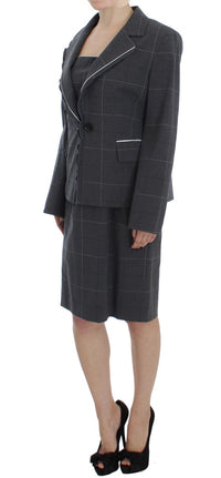 Thumbnail for Elegant Gray Checkered Sheath Suit Set