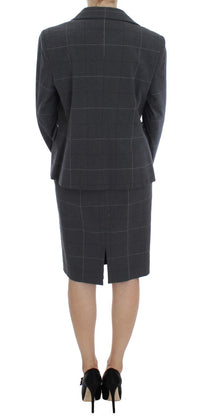 Thumbnail for Elegant Gray Checkered Sheath Suit Set