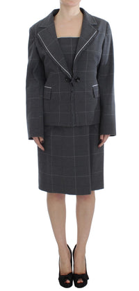 Thumbnail for Elegant Gray Checkered Sheath Suit Set