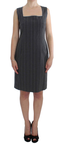 Thumbnail for Elegant Gray Striped Dress & Blazer Suit Set