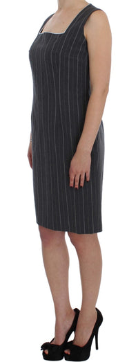 Thumbnail for Elegant Gray Striped Dress & Blazer Suit Set