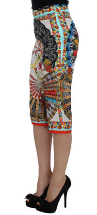 Thumbnail for Multicolor Majolica Silk Capri Pants
