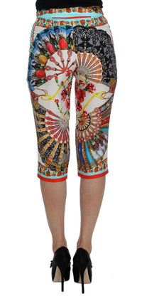 Thumbnail for Multicolor Majolica Silk Capri Pants