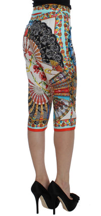 Thumbnail for Multicolor Majolica Silk Capri Pants