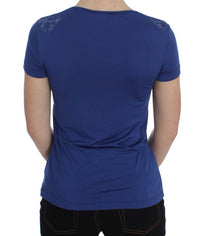 Thumbnail for Elegant Blue Crew Neck Tee with Logo Detail