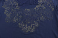 Thumbnail for Elegant Blue Crew Neck Tee with Logo Detail