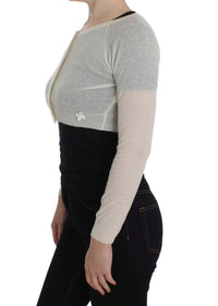 Thumbnail for Elegant White Crop Cardigan Sweater