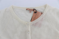 Thumbnail for Elegant White Crop Cardigan Sweater